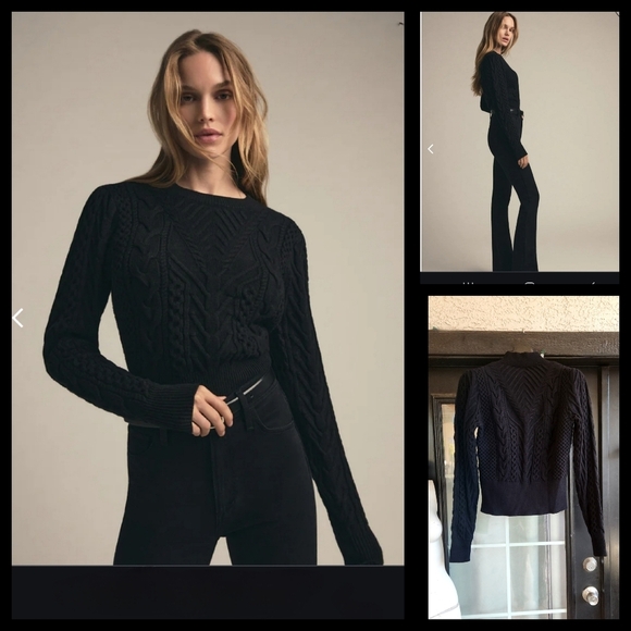 The Esther Cable Stitch Crop Sweater Favorite Daughter - Picture 2 of 4